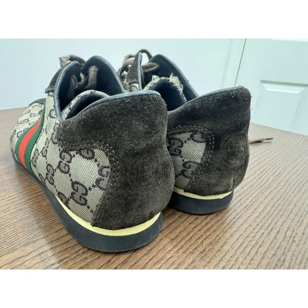 mens Gucci BASKETS gg green red web - 117711 shoe sneaker 38 us 8 (sh200thrifty